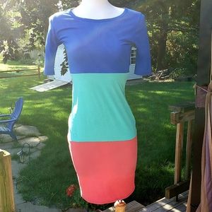 LulaRoe Colorblock Julia Midi Dress